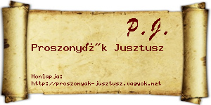 Proszonyák Jusztusz névjegykártya